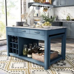 Fredricke Extendable Kitchen Island With Faux Marble - HOMES: Inside + Out