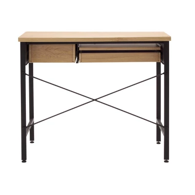 Ashwood Compact Home Office Desk With Drawers In Ashwood/Black - Studio Designs - Image 6
