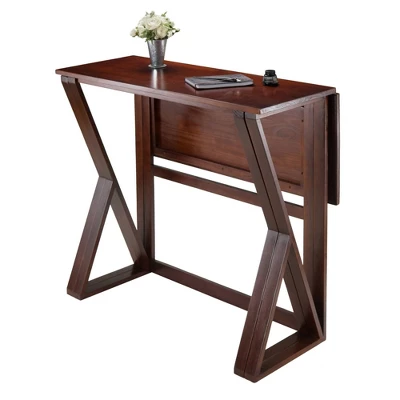 3pc 24" Harrington Drop Leaf Counter Height Dining Set With Cushion Stool Wood/Walnut/Black - Winsome - Image 3