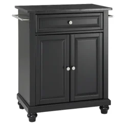Cambridge Solid Black Granite Top Portable Kitchen Island - Crosley