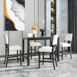 5-Piece Counter Height Dining Set Espresso-ModernLuxe