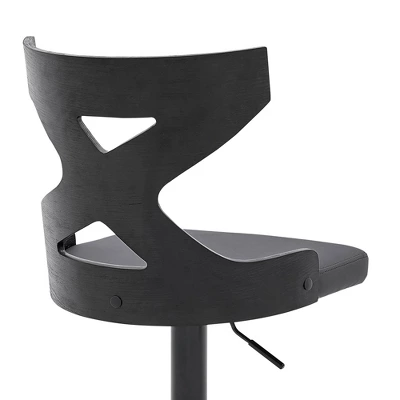 Etienne Adjustable Barstool With Faux Leather With Metal Finish Black/Gray - Armen Living - Image 3