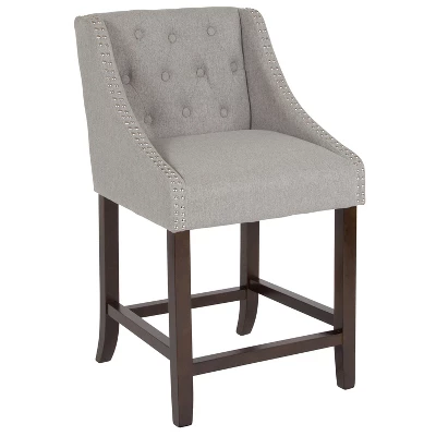 Emma And Oliver 24"H Transitional Tufted Walnut Counter Stool - Image 12