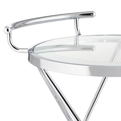 Studio 55D Page 29 1/2" High Glass And Chrome Rolling Serving Bar Cart - Image 2