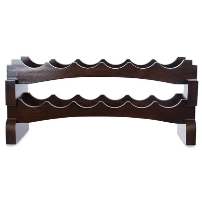 BIRDROCK HOME Stackable Wood Bottle Rack - 2 Wooden Wave Bars - Set Of 2-12 Bottle - Espresso - Image 2