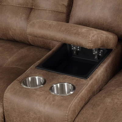 3pc Anastasia Microfiber Reclining Sectional Sofa Cocoa - Steve Silver Co. - Image 3