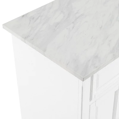 Avery Kitchen Island/Cart Distressed White/White Marble - Crosley - Image 17