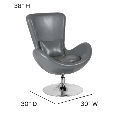 Merrick Lane High-Back Egg Style Lounge Chair With 360° Swivel Metal Base - Image 9