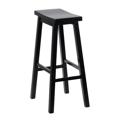 PJ Wood Classic Saddle-Seat 29" Tall Kitchen Counter Stools For Homes, Dining Spaces, And Bars With Backless Seats And 4 Square Legs, Black (4 Pack) - Image 3