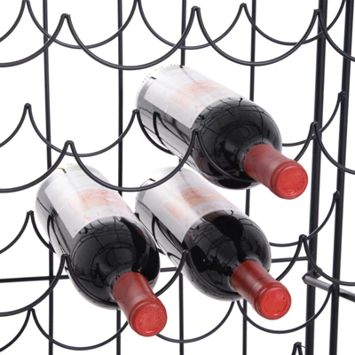 HOMCOM 35 Bottle Wrought Iron Wine Rack Cabinet With Lock, Black - Image 3