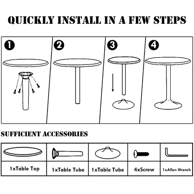 Costway 24" Round Pub Table Bistro Bar Height Cocktail Table W/Metal Base Indoor Black - Image 8