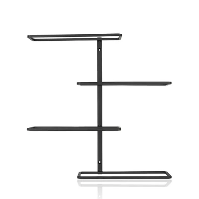 True Align Wall-Mounted Wine Rack, Black Wrought Iron, Holds Four Standard Wine Bottles, 14.75" X 14.25" X 3" - Image 2