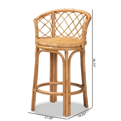 Orchard Rattan Counter Height Barstool Natural/Brown - Bali & Pari - Image 7