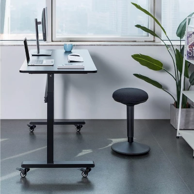 Tranzendesk Standing Desk with Front Handle And Detachable Wheels - 55” Sit To Stand Workstation – Black – Stand Steady - Image 3