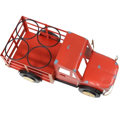 Sunnydaze Decor Sunnydaze Rustic Truck Metal Wine Rack - Red - Image 5