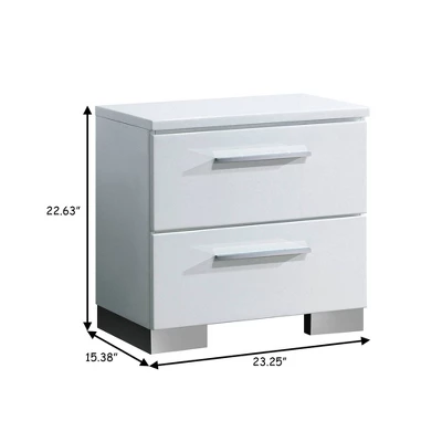Contemporary Nightstand White - Benzara - Image 4