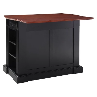 Drop Leaf Breakfast Bar Top Kitchen Island - Black - Crosley - Image 3