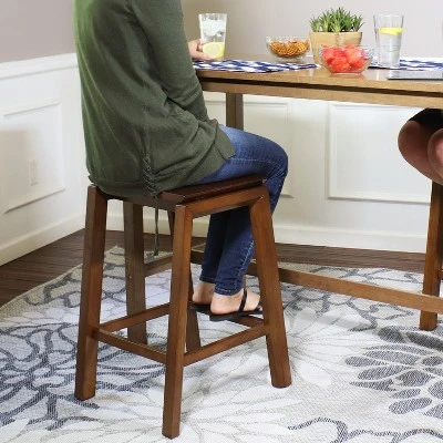 Sunnydaze Decor Sunnydaze Set Of 2 Indoor Wooden Backless Counter-Height Stools - Dark Walnut - 25" - Image 6