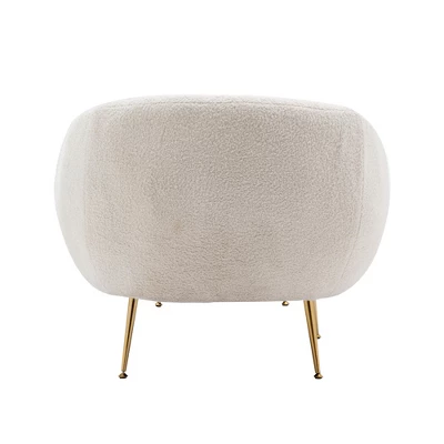 Modern Accent Chair, Teddy Short Plush Particle Velvet Armchair With Ottoman-ModernLuxe - Image 3