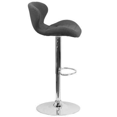 Emma And Oliver 2 Pack Contemporary Vinyl Adjustable Height Barstool With Curved Back And Chrome Base - Image 8