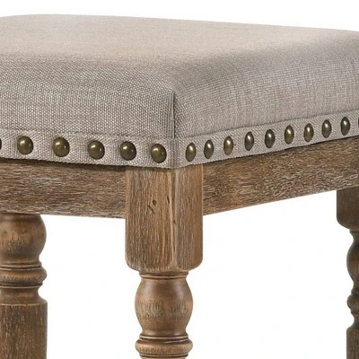 16" Farsiris Counter Height Barstool Beige Fabric/Weathered Oak Finish - Acme Furniture