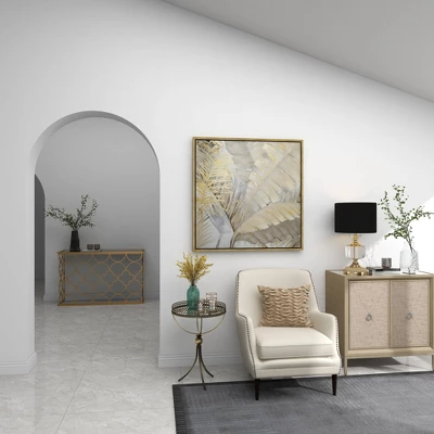 Metal And Glass Round Pedestal Table Gold - Olivia & May - Image 8