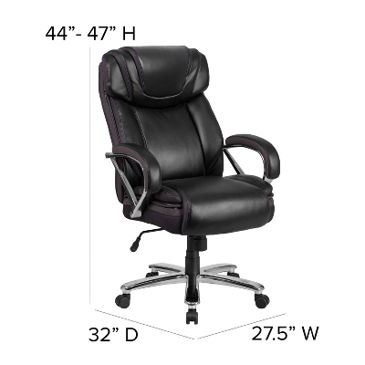 Flash Furniture HERCULES Series Big & Tall 500 Lb. Rated LeatherSoft Executive Swivel Ergonomic Office Chair With Extra Wide Seat - Image 3