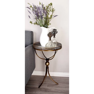 Metal And Glass Round Pedestal Table Gold - Olivia & May - Image 17