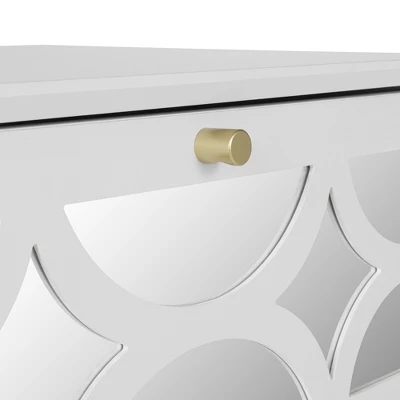 Averina 2 Drawers 45° Splicing White Mirror Front Nightstand With Storage - The Pop Maison - Image 7