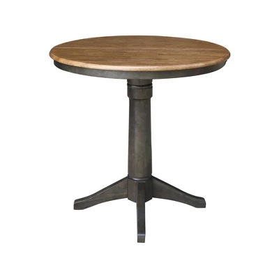36" Justin Round Drop Leaf Dining Table Tan/Washed Coal - International Concepts - Image 2