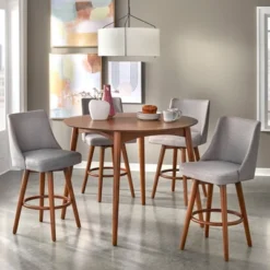 5pc Derby Counter Height Dining Set Walnut/Gray - Lifestorey