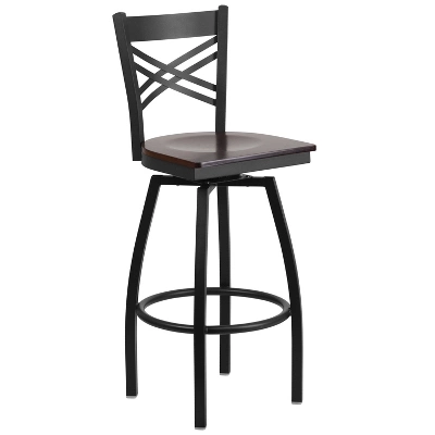 Emma And Oliver Black "X" Back Swivel Metal Restaurant Dining Barstool - Image 13