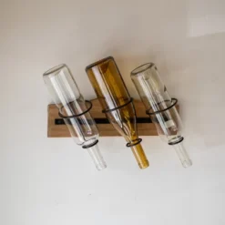 Black Metal & Wood Space Saving Wine Holder - Foreside Home & Garden