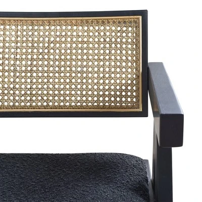 Jennifer Taylor Home Milan 29.5 Inch Modern Resin Webbing Back Bar Stool With Arms, Set Of 3, Ebony Black Boucle - Image 3