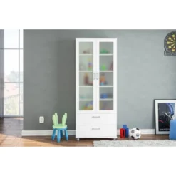 Livramento 2 Door Bookcase White - Polifurniture
